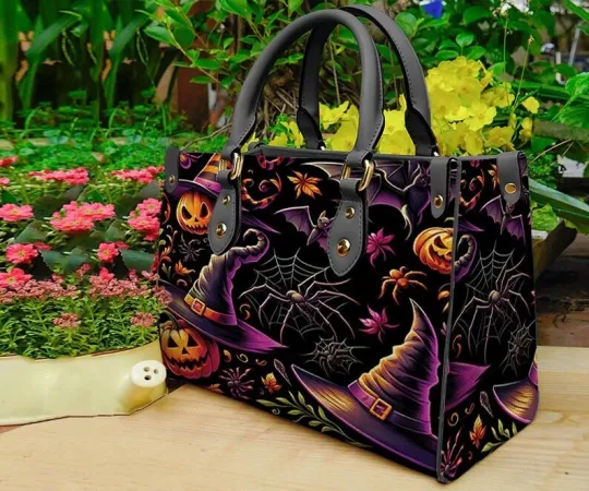 Witch Halloween Leather Handbag, Jack Skelling Shoulder Bag Gift
