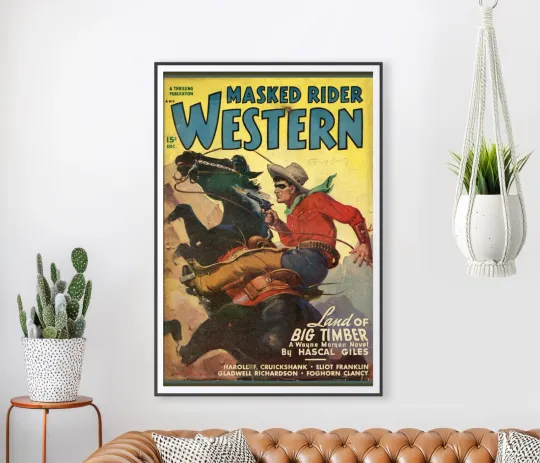 Vintage Western Comic Poster Cowboy Wall Art Print