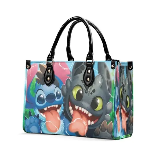Stitch & Tootless Cartoon Women Leather Bag, Disney Gift Bag For Her