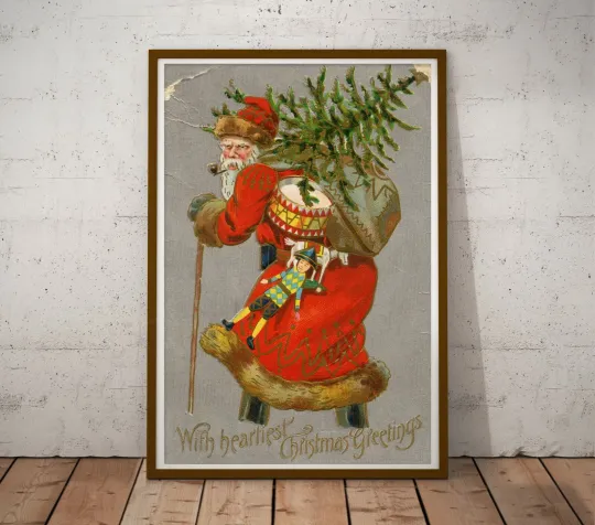 Discover 1938 Christmas Poster - Vintage Santa Claus Artwork - Multiple Sizes - Matte Vertical Poster