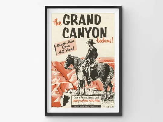 Discover Vintage Grand Canyon Poster 1954 - Vertical Matte Art Print