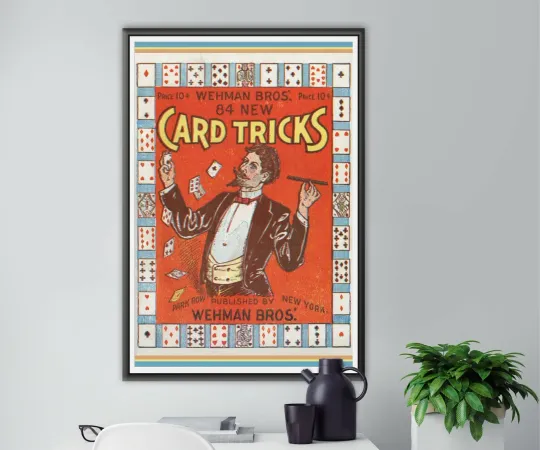 Discover 1907 Card Tricks Magician Vintage Poster - Magic Deck Vertical Poster