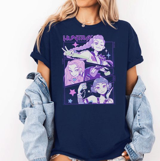 Discover Huntrix T-Shirt, Demon Hunters Shirt, Huntrix Girls T-Shirt, Mira Rumi Joey Shirt, Demon Hunter Merch, Gift For Kpop Fan, Kpop Movie Shirt