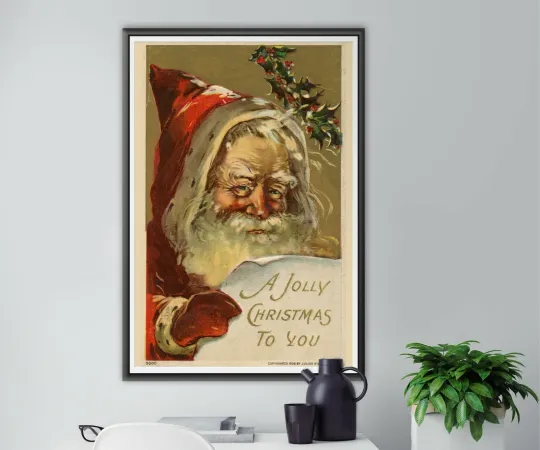 1908 Vintage Santa Claus Poster - Jolly Christmas Decor - Premium Matte Vertical Art