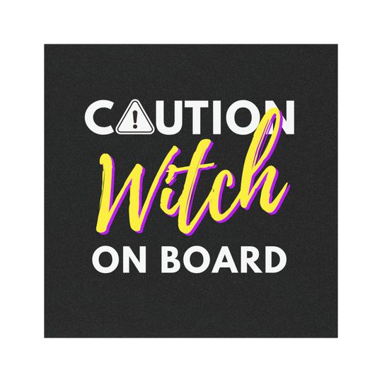 Discover Caution Witch On Board Car Magnet, Fun Car Decor, Gift for Witch Lovers, Halloween Decoration, Unique Car Accessory