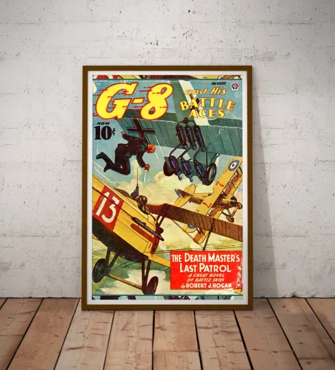 Discover 1942 Dogfight Aviation Poster | Retro Warplanes Vertical Poster