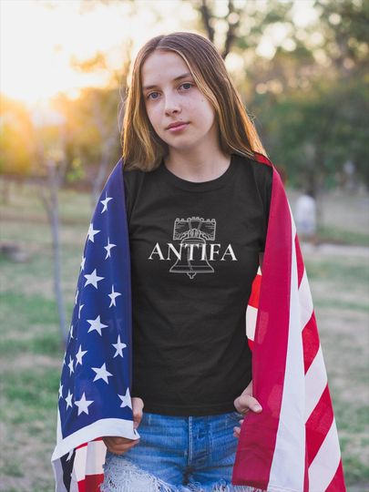 Discover ANTIFA Liberty Bell Shirt - Patriotic Anti-Fascist Tee by Primal Frog