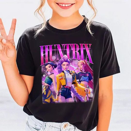 Discover Kpop Demon Hunters Kids Shirt, Huntrix Girl T-Shirt,Kpop Fan Shirt, Mira, Rumi, Joey Shirt,Demon Hunter Merch, Kpop Huntrix Girl Lover Gift