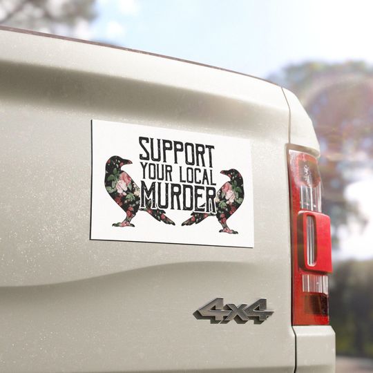 Discover Dark Floral Crow Car Magnet, Support Your Local Murder, goth decor, macabre accessory, nature lover gift, witchy car decal
