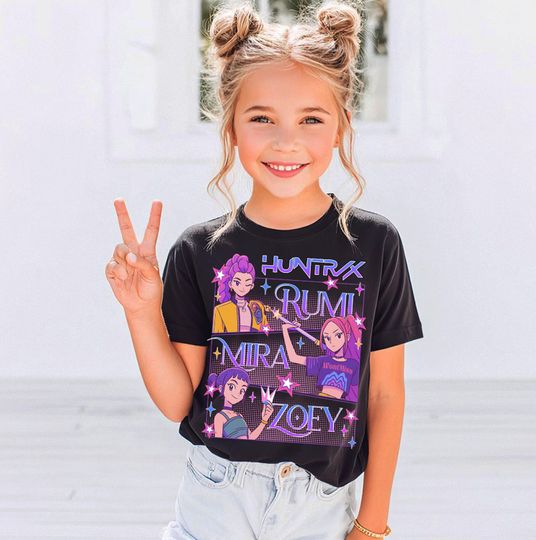 Discover Huntrix T-Shirt, Demon Hunters Shirt, Huntrix Girls T-Shirt, Mira Rumi Joey Shirt, Demon Hunter Merch, Gift For Kpop Fan, Kpop Movie Shirt