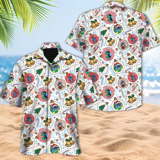 Discover Disney Christmas Stitch Winter Hawaiian Shirt, Disneyland Stitch Hawaii Shirt, Winter Stitch Christmas Disney Hawaiian