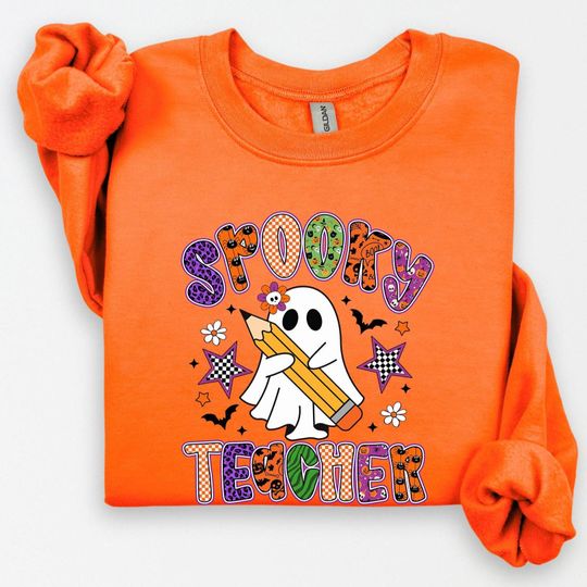 Discover Spooky Teacher Sweatshirt, Halloween Teacher Sweater, Halloween Ghost Teacher Gift Sweater, Spooky Season Teacher Gift, Fall Teacher Sweater
