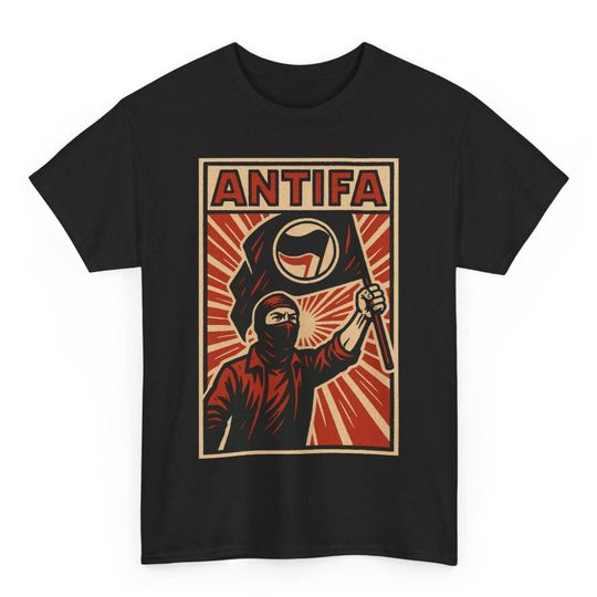 Discover Antifa T Shirt Unisex | Soviet Style Propaganda Graphic Tee | Retro USSR Anti-Fascist Design | Bold Rebellion Shirt for Activists Allies
