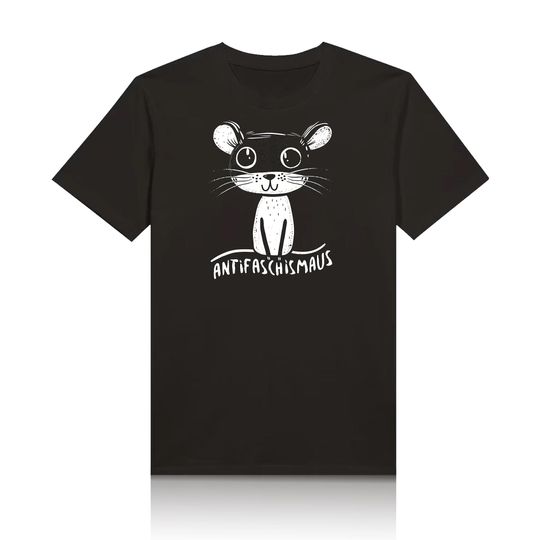 Discover T-Shirt "Antifaschismaus"| Left-wing shirts against right-wing extremism, no Nazis, lgbtq+ woke Antifa Maus