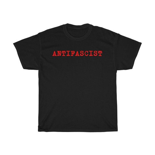 Discover ANTIFASCIST Red Text Unisex Heavy Cotton Tee