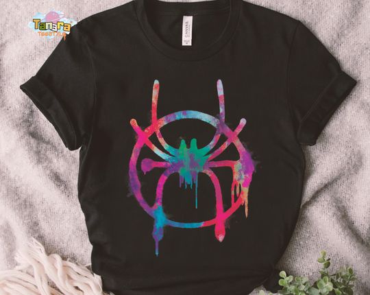Discover Spider-Man Into The Spider-Verse Rainbow Icon T-Shirt, Perfect for Fans, Retro 90s Movie