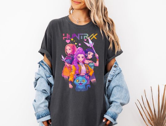 Discover Kpop Demon Hunters Shirt, Huntrix Girl TShirt, Kpop idol group Shirt, Mira, Rumi, Joey Shirt, Demon Hunter Merch, Gift for Huntrix fan