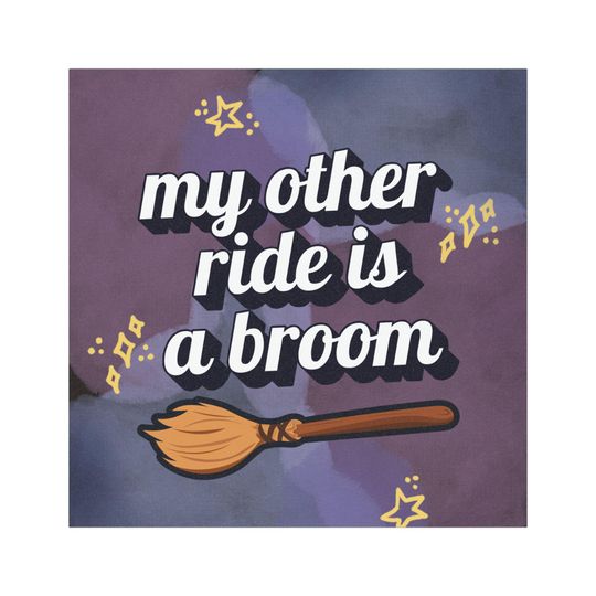 Discover Whimsical Car Magnet - My Other Ride is a Broom, Fun Car Decor, Witchy Gifts, Halloween Accessories, Magical Vehicle Decor