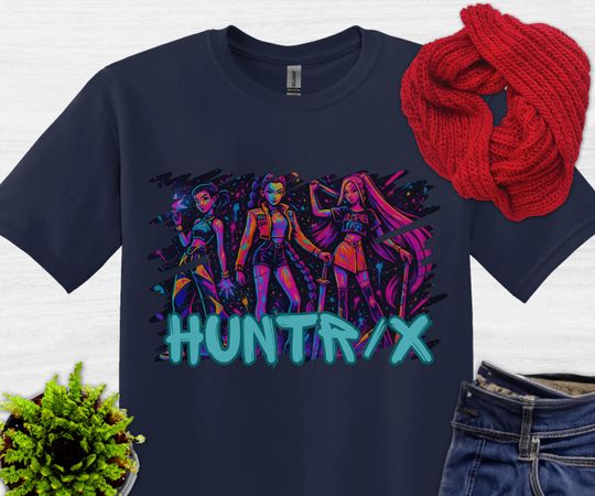 Discover Huntrix Demon Hunters Kpop T-Shirt, Unisex Tee, Softstyle Top, Graphic Shirt, Pop Culture Fashion Kpop Demon Hunters Shirt