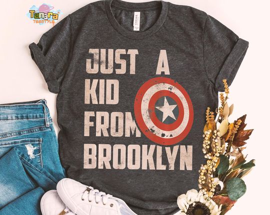 Retro 90s Captain America Just A Shield From Brooklyn T-Shirt, Marvel MCU Gift, Superhero Tee, Avengers, Brooklyn Shield