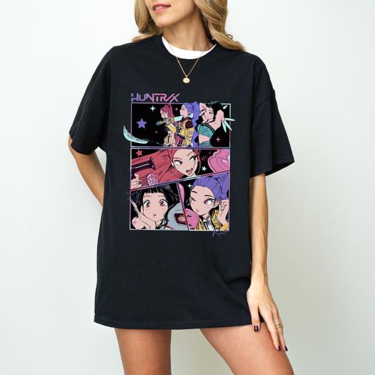 Discover Kpop Demon Hunters T-Shirt, Huntrix Girl Band T-Shirt, Kpop Idol Group T-Shirt, Mira Shirt, Demon Hunters Merch, Huntrix Fan Gift, Kpop Gift