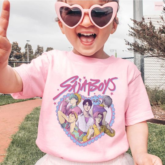 Discover Retro SajaBoys Kpop Demon Hunters Kid T-Shirt, Birthday Gift for Kid, Saja Boys Youth Sht, Demon Hunter Merch, Kpop Fan Gift Shirt