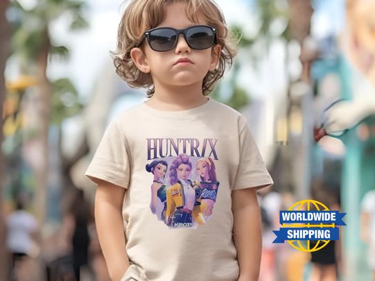 Discover Huntrix T Shirt, Demon Hunters Shirt, Huntrix Girls T Shirt, Mira Rumi Joey Shirt, Demon Hunter Kids Shirt, Gift For Kpop Fan, Kpop Movie