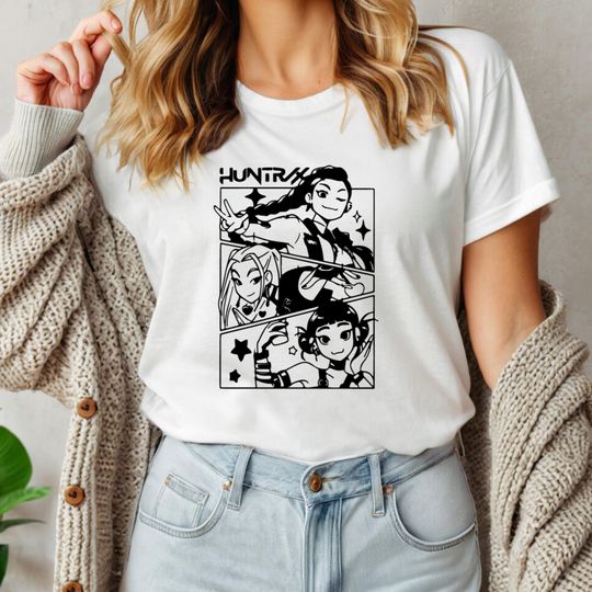 Discover Kpop Demon Hunters Shirt, Huntrix Girl TShirt, Kpop idol group Shirt, Mira, Rumi, Joey Shirt, Demon Hunter Merch, Gift for Huntrix fan