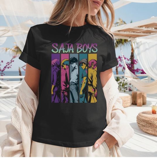 Discover Retro Saja Boys Band Shirt, Kpop Demon Hunters Movie Shirt, Demon Hunter Merch, Kpop Saja Boys Tee, Rumi Fan Shirt, Jinu Tee, Movie Shirt