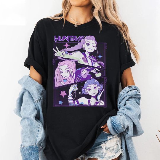 Kpop Huntrix Comfort Colors Shirt, Kpop Demon Hunters Shirt, Mira, Rumi, Zoey, Derpy Tiger Tee, Gift For Huntrix Fans, Saja Boys Fans