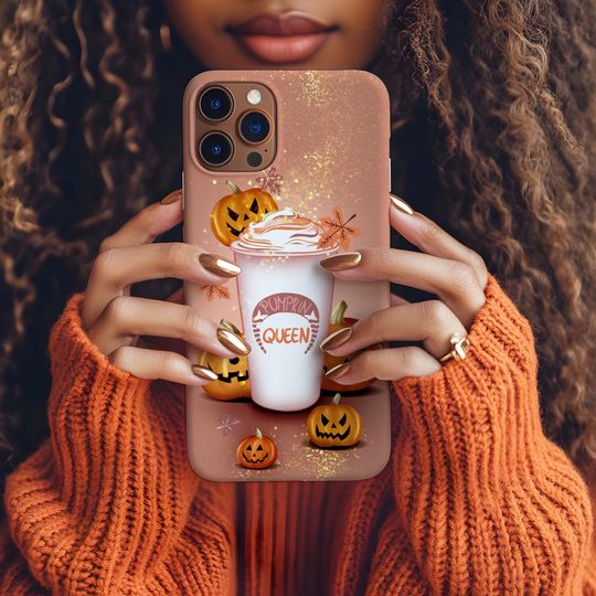 Discover Pumpkin Queen Halloween Phone Case iPhone 17 16e 16 15 14 13 12 11 Samsung Galaxy S25 S24 S23 S22 S21 latte, coffee autumn, quote fall gift