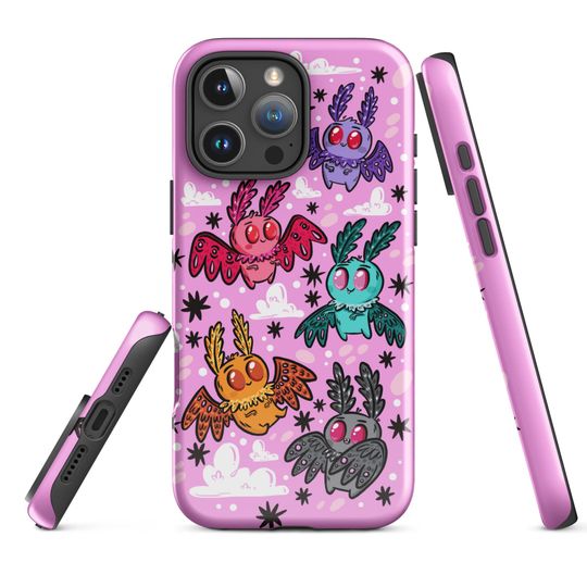 Colorful Mothman Tough Case for iPhone | Cryptid Phone Case | Spooky Phone Case | Cryptid Art | Mothman Protective Phone Case
