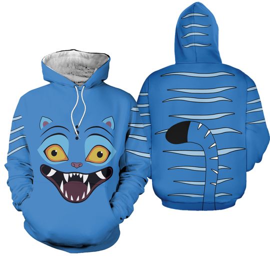 Blue Derpy Tiger Kpop Demon Hunters Costume Blue Hoodie Adult Kid Cosplay Outfit