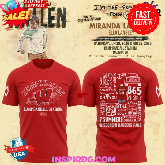Wisconsin Badge x Wallen Western Tour 2025 3D Shirt Collection