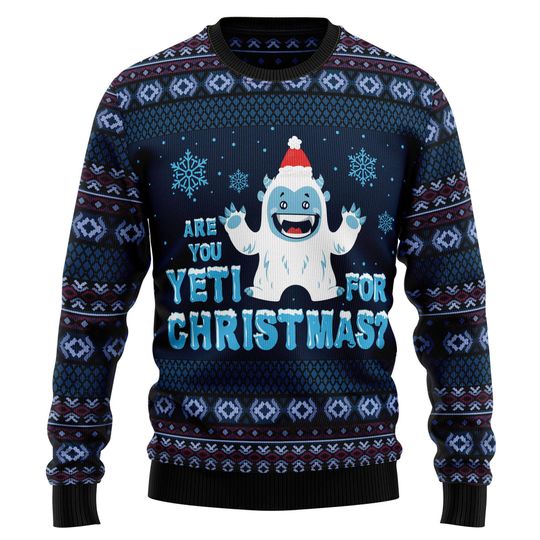 Discover Yeti Christmas Sweater, Funny Are You Yeti for Xmas Ugly Jumper, Cute Abominable Snowman Holiday Pullover, Party Sweater Men Women