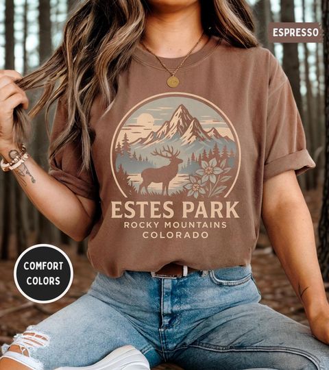 Discover Vintage Estes Park Colorado Retro T-shirt, Comfort Colors Tee, Unisex Garment-Dyed Shirt, Mountain Lover Gift, Outdoor Adventure Apparel