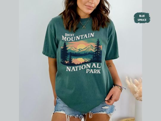 Discover Rocky Mountain Comfort Colors shirt, Rocky Mountain National Park Tshirt Vintage Colorado State tee Rocky Mountains Camping Trip Hiking tee