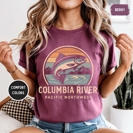 Discover Retro Columbia River Fishing T-shirt, Comfort Colors Tee, Unisex Short Sleeve Shirt, Outdoor Apparel, Fisherman Gift, River Lover Clothing