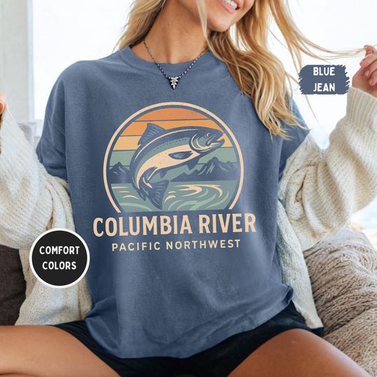 Discover Retro Columbia River Fishing T-shirt, Comfort Colors Tee, Unisex Short Sleeve Shirt, Outdoor Apparel, Fisherman Gift, River Lover Clothing