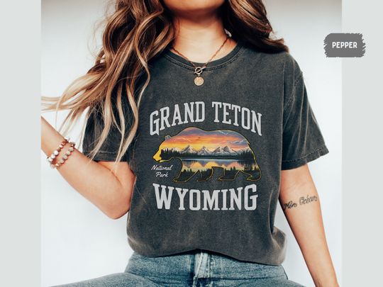 Discover Grand Teton National Park T-Shirt, Retro Wyoming Souvenir Shirt, Grand Teton National Park Gifts, Mountain Shirt, Bear shirt
