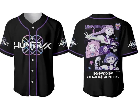 Discover Demon Hunters Huntrix Baseball Jersey – Kpop Anime Streetwear Shirt
