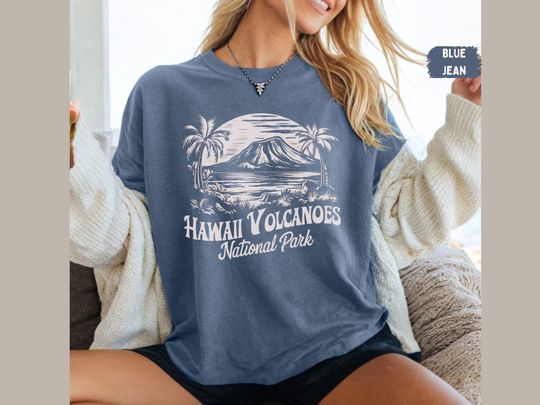 Discover Vintage Hawaii Volcanoes Comfort Colors shirt, Hawaii Volcanoes National Park shirt Aloha State gift Camping Trip Hawaii Souvenir Hiking tee