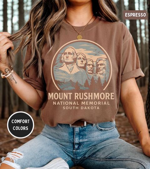 Discover Mount Rushmore South Dakota Unisex Garment-Dyed T-shirt, Comfort Colors Tee, Retro National Landmark Shirt, Soft Tee for Men and Women