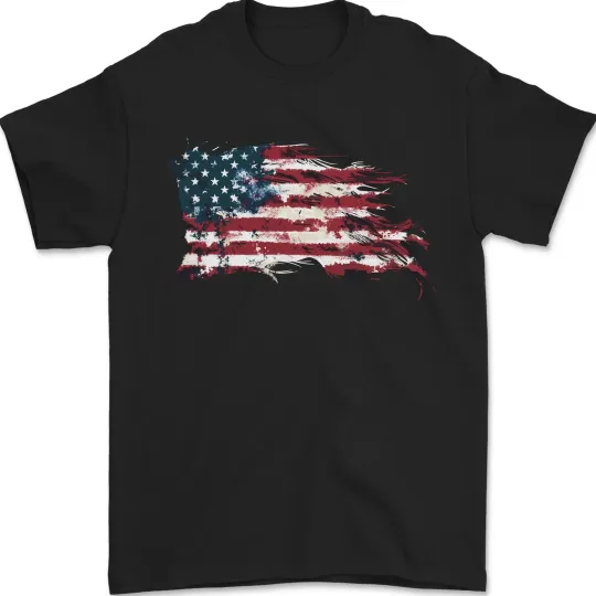 Discover Distressed USA American Stars & Stripes Flag Men's T-Shirt