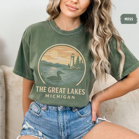 Discover Vintage The Great Lakes Michigan Comfort Colors T-shirt, Unisex Tee, Retro Graphic Shirt, Lake Lover Gift, Beach Vacation Apparel, Lake life