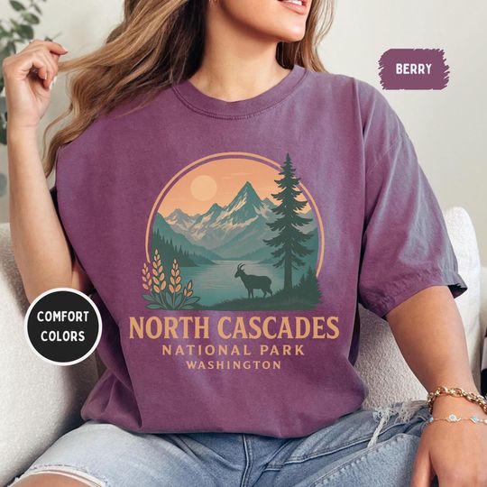 Discover Vintage North Cascades National Park Comfort Colors Unisex Garment-Dyed T-shirt, Retro Tee, Gift for Hikers, Outdoorsy Shirt, Mountain Lover