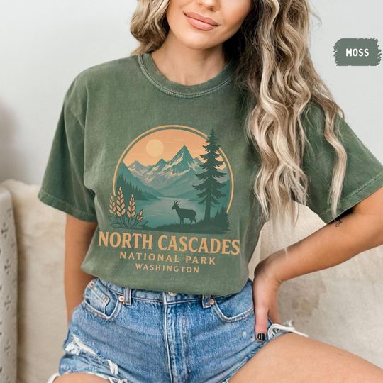 Discover Vintage North Cascades National Park Comfort Colors Unisex Garment-Dyed T-shirt, Retro Tee, Gift for Hikers, Outdoorsy Shirt, Mountain Lover
