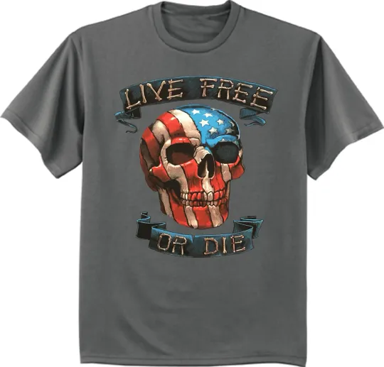 Big and Tall USA Flag Skull Decal T-Shirt