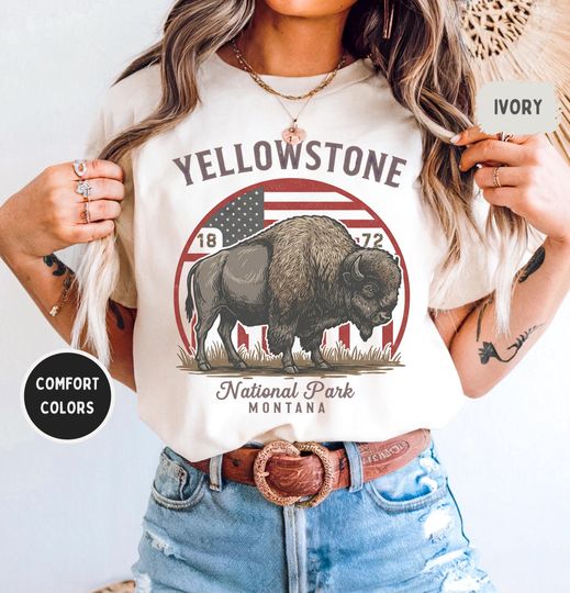 Discover Retro YStone National Park T-shirt, Vintage Comfort Colors Tee, Unisex Graphic Shirt, Gift for Nature Lover, Outdoor Apparel