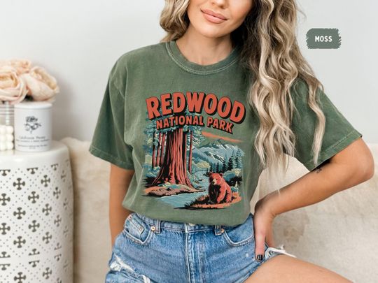 Discover Vintage Redwood National Park Comfort Colors T-shirt, California Unisex Tee, Garment-Dyed Shirt, Nature Lover Gift Outdoor Adventure Apparel